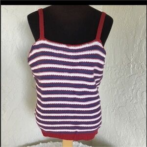 It’s Our Time sweater Tank top woman’s XXL red white & blue striped